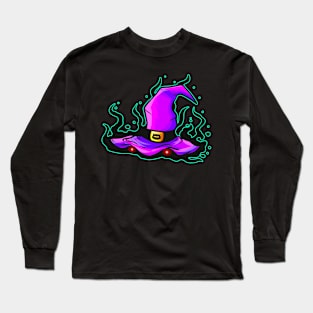 Evil Witches Hat With Glowing Eyes For Halloween Long Sleeve T-Shirt